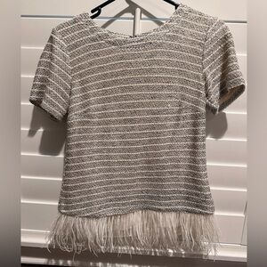 Anthropologie Deletta metallic feather blouse